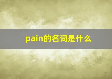 pain的名词是什么