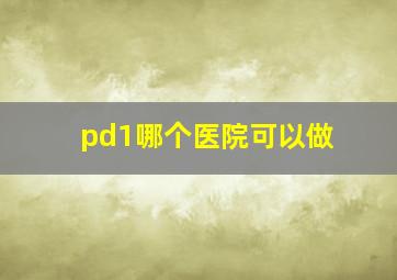 pd1哪个医院可以做