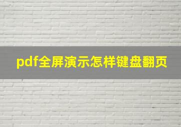 pdf全屏演示怎样键盘翻页