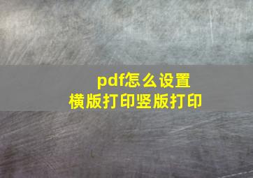 pdf怎么设置横版打印竖版打印