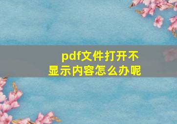 pdf文件打开不显示内容怎么办呢