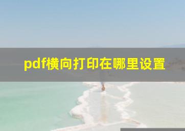 pdf横向打印在哪里设置