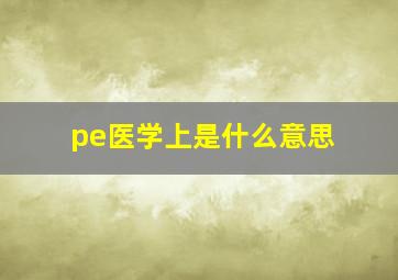 pe医学上是什么意思