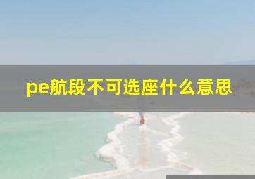 pe航段不可选座什么意思