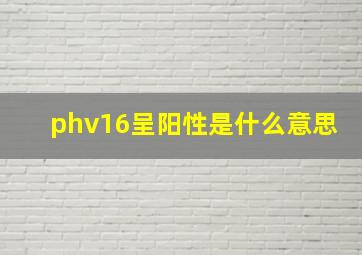 phv16呈阳性是什么意思