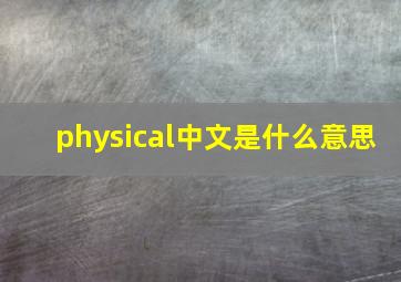 physical中文是什么意思