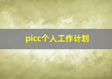 picc个人工作计划