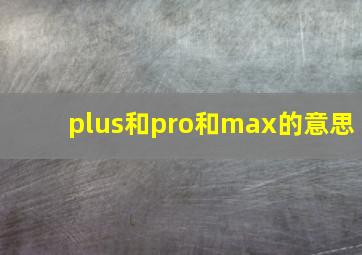 plus和pro和max的意思