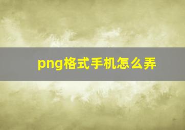 png格式手机怎么弄