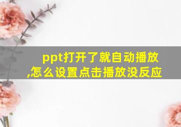 ppt打开了就自动播放,怎么设置点击播放没反应