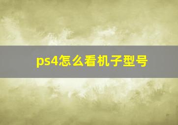 ps4怎么看机子型号