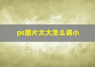 ps图片太大怎么调小