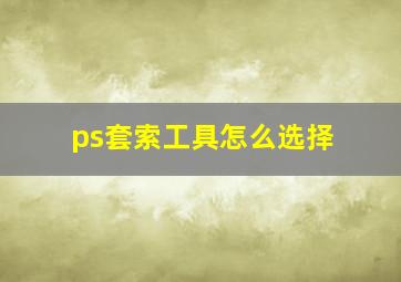 ps套索工具怎么选择