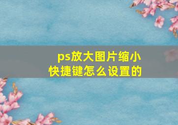 ps放大图片缩小快捷键怎么设置的