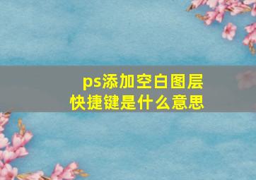 ps添加空白图层快捷键是什么意思