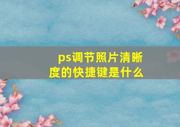 ps调节照片清晰度的快捷键是什么