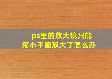 ps里的放大镜只能缩小不能放大了怎么办