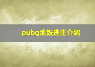 pubg地铁逃生介绍