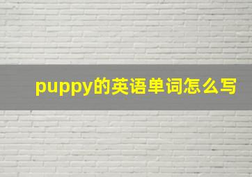 puppy的英语单词怎么写