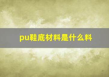 pu鞋底材料是什么料