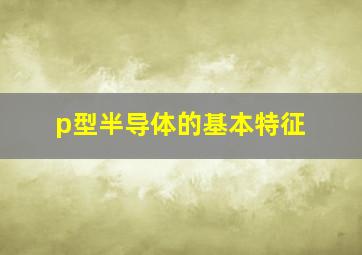 p型半导体的基本特征