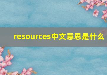 resources中文意思是什么