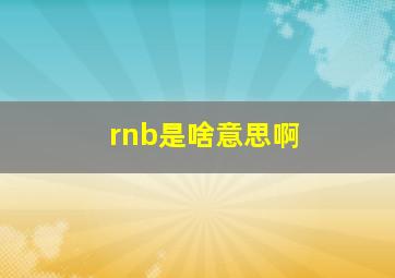 rnb是啥意思啊