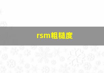 rsm粗糙度