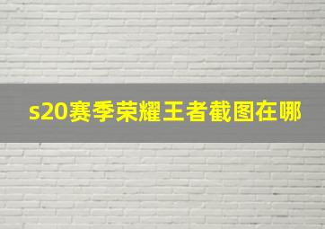 s20赛季荣耀王者截图在哪