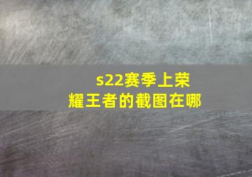 s22赛季上荣耀王者的截图在哪