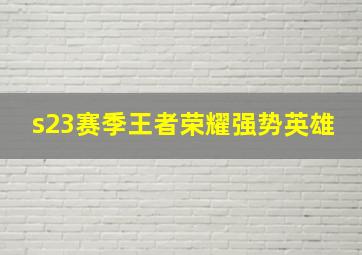 s23赛季王者荣耀强势英雄