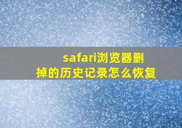 safari浏览器删掉的历史记录怎么恢复