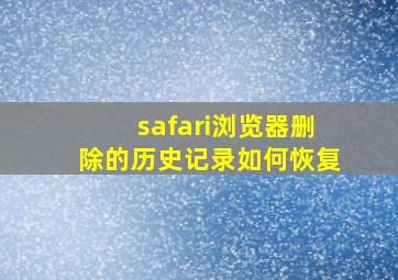 safari浏览器删除的历史记录如何恢复