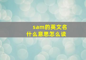 sam的英文名什么意思怎么读