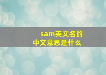 sam英文名的中文意思是什么