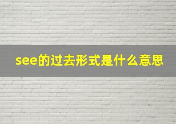 see的过去形式是什么意思