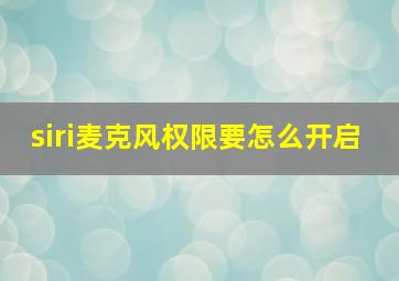 siri麦克风权限要怎么开启