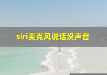 siri麦克风说话没声音