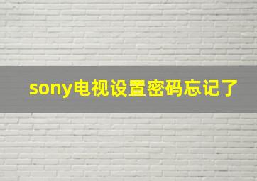 sony电视设置密码忘记了