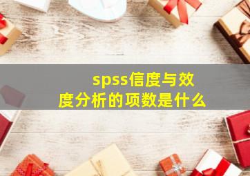 spss信度与效度分析的项数是什么