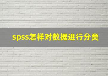 spss怎样对数据进行分类