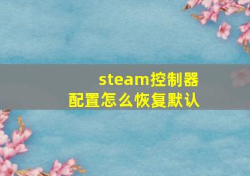 steam控制器配置怎么恢复默认