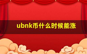 ubnk币什么时候能涨