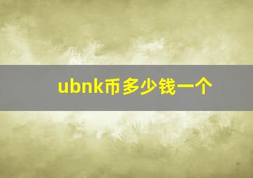 ubnk币多少钱一个