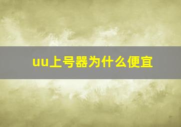 uu上号器为什么便宜