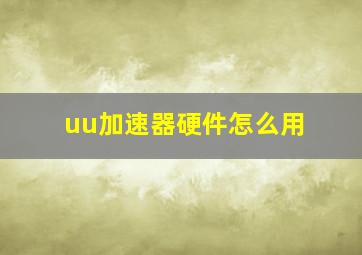 uu加速器硬件怎么用