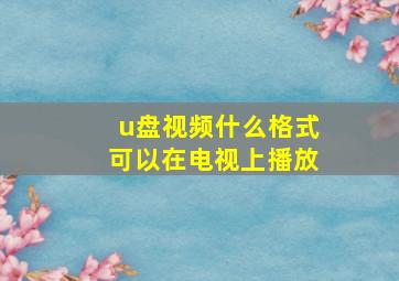 u盘视频什么格式可以在电视上播放