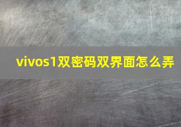 vivos1双密码双界面怎么弄