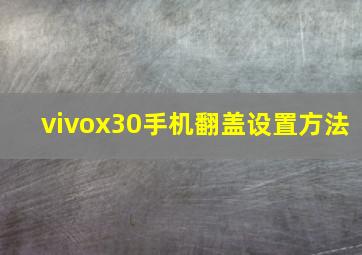 vivox30手机翻盖设置方法