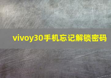 vivoy30手机忘记解锁密码